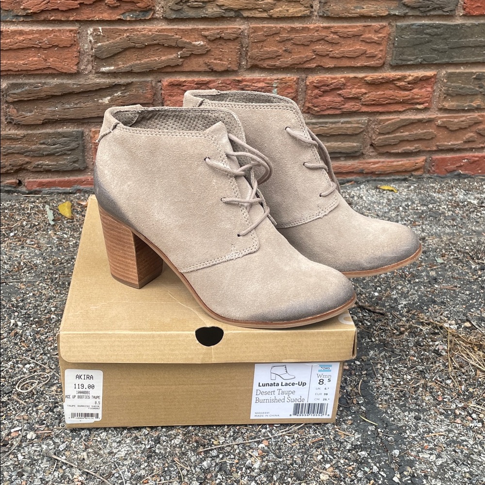TOMS Lace-Up Desert Taupe Suede Women's Shoes
